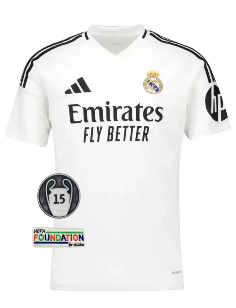 Camiseta Real Madrid Primeira Equipacion 24/25 - Con Patch UCL 15 - Hincha