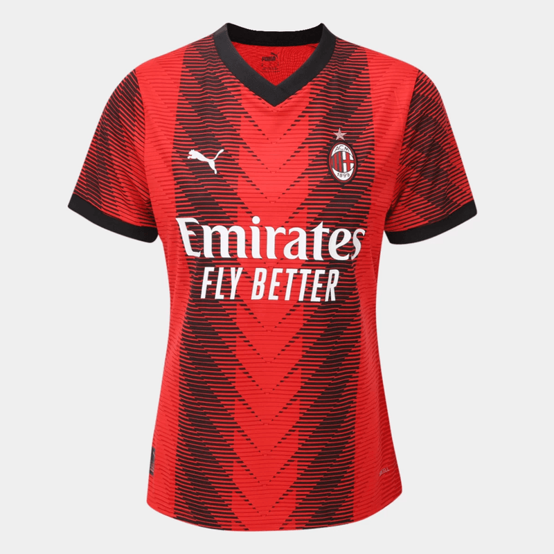 Camisa Milan Home 23/24 s/n° Torcedor Feminina - Vermelha - DA Sports Oficial